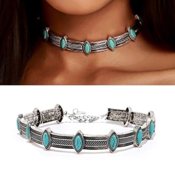 vogue vice boutique Jewelry - 1 avail! Boho silver & turquoise statement choker